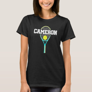 Cameron Name Tennis Player Boys Ball And Racket Sp T-Shirt