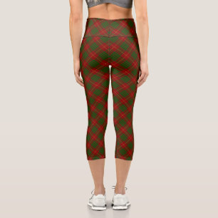 Cameron tartan red green plaid capri leggings