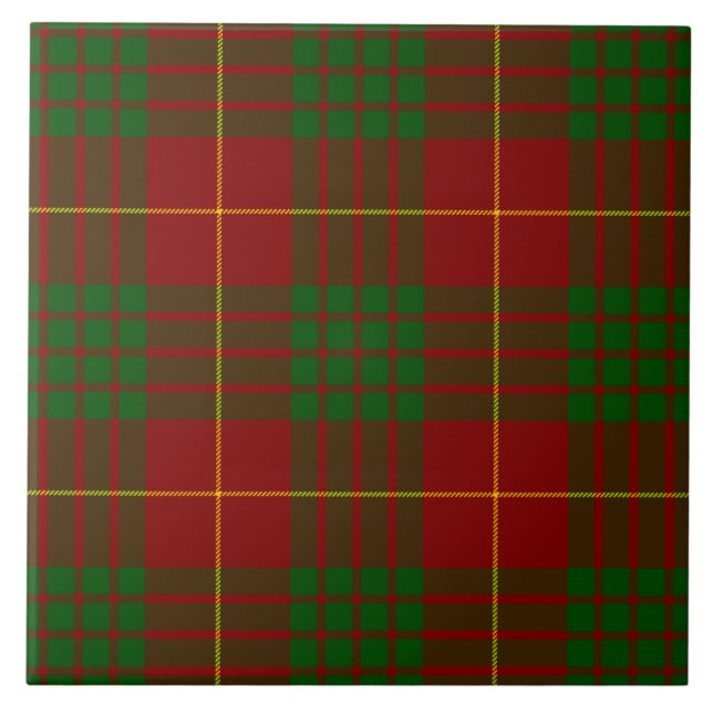 Cameron tartan red green plaid ceramic tile (Front)