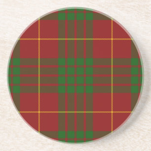 Cameron tartan red green plaid coaster