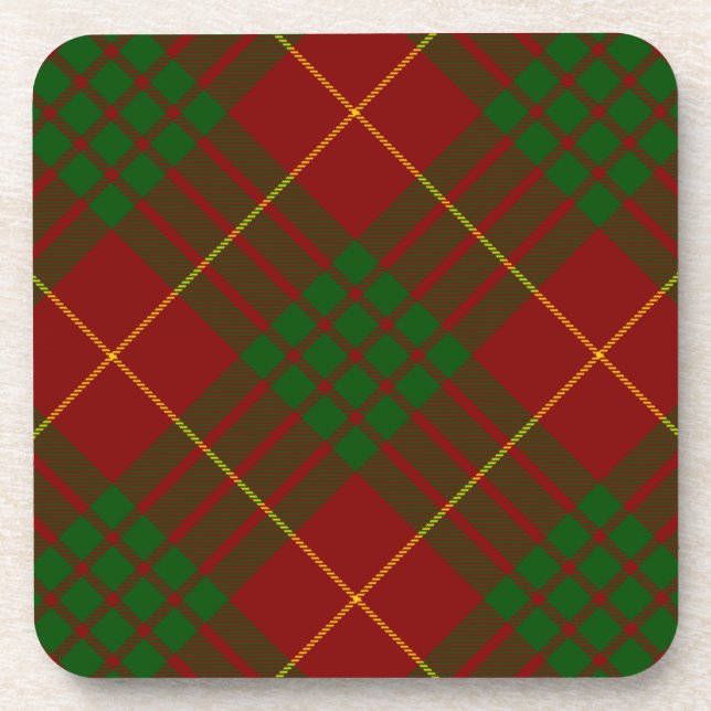 Cameron tartan red green plaid coaster (Front)