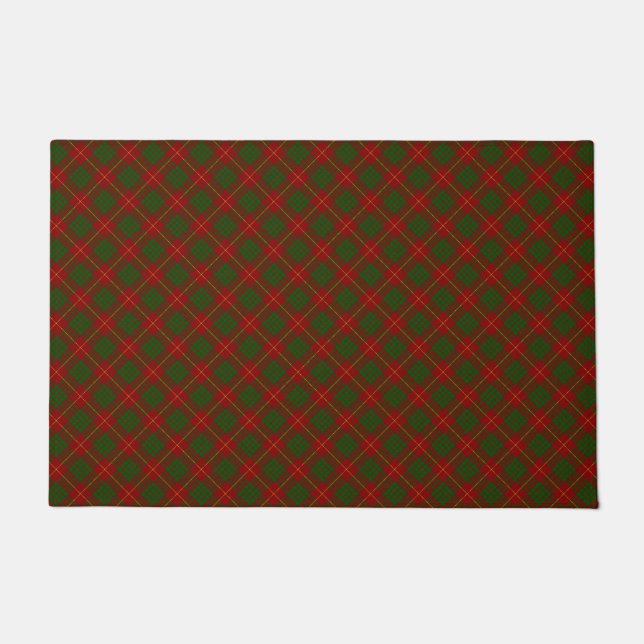 Cameron tartan red green plaid doormat (Front)