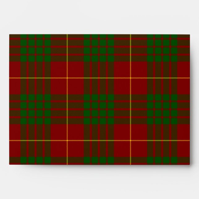 Cameron tartan red green plaid envelope (Front)