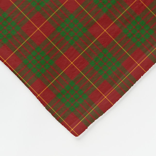 Cameron tartan red green plaid fleece blanket (Corner)
