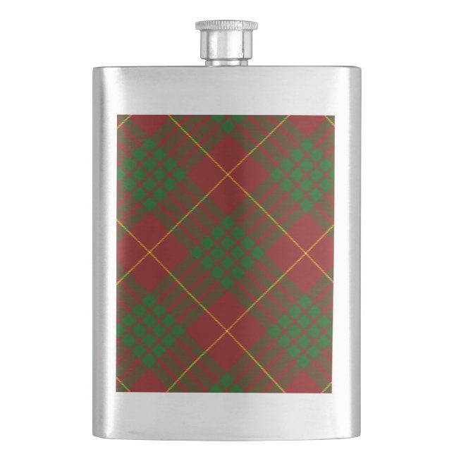 Cameron tartan red green plaid hip flask (Front)