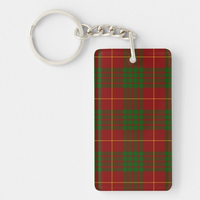 Cameron tartan red green plaid key ring (Front)