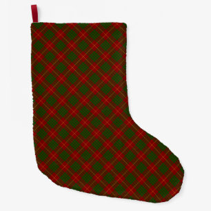 Cameron tartan red green plaid large christmas stocking