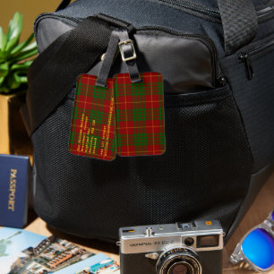 Cameron tartan red green plaid luggage tag
