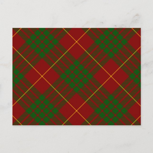 Cameron tartan red green plaid postcard (Front)