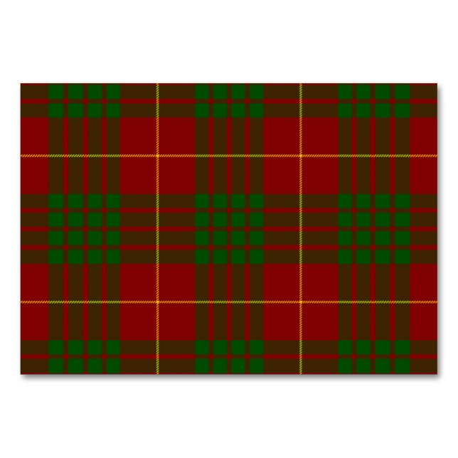 Cameron tartan red green plaid table number (Front)
