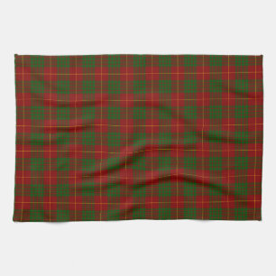 Cameron tartan red green plaid tea towel