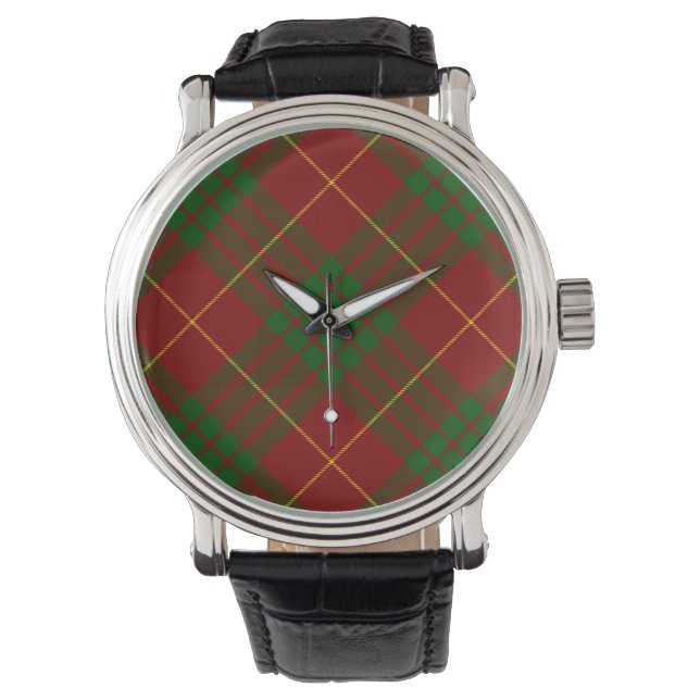 Cameron tartan red green plaid watch (Front)