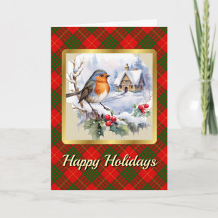 Cameron Tartan w/Robin Personalised Xmas Card
