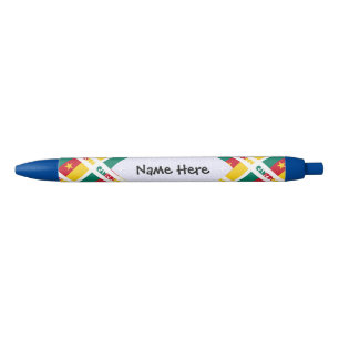 Cameroon and Cameroonian Flag Tiled Personalised Black Ink Pen
