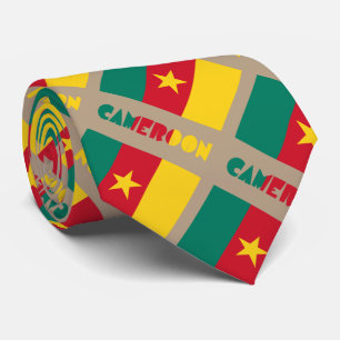 Cameroon and Cameroonian Flag Tiled Tie