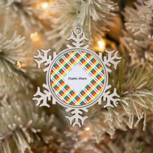 Cameroon and Cameroonian Flag Tiled with Your Name Snowflake Pewter Christmas Ornament