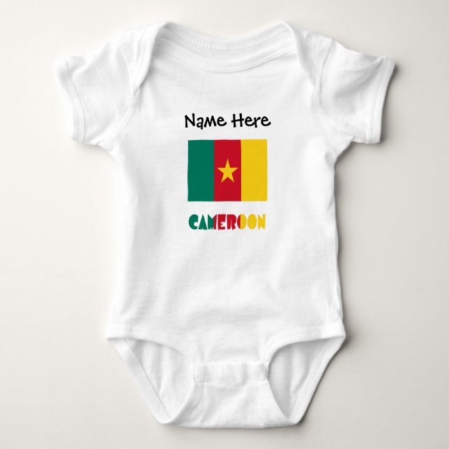 Cameroon and Cameroonian Flag with Your Name Baby Bodysuit (Front)