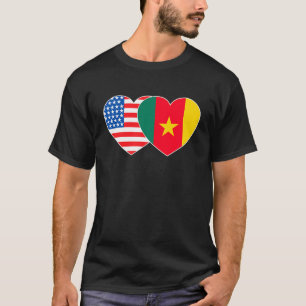 Cameroon and USA Flag Twin Heart for Cameroonian A T-Shirt