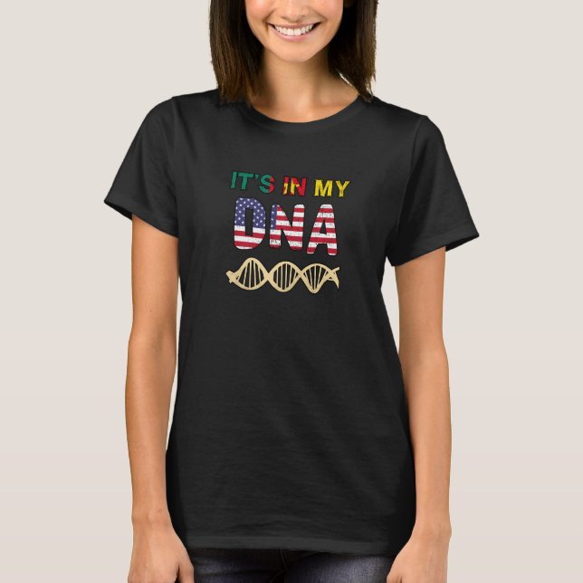 Cameroon Cameroonian America American Flag Hand Mi T-Shirt (Front)