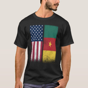Cameroon Cameroonian American Flags Proud USA Came T-Shirt