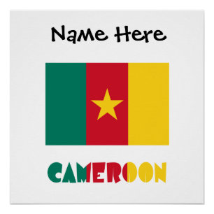 Cameroon Cameroonian Flag Black Personalisation Poster