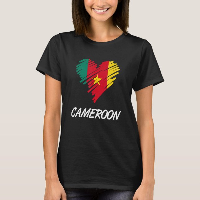 Cameroon Cameroonian Flag Proud Heart Love Flag Me T-Shirt (Front)