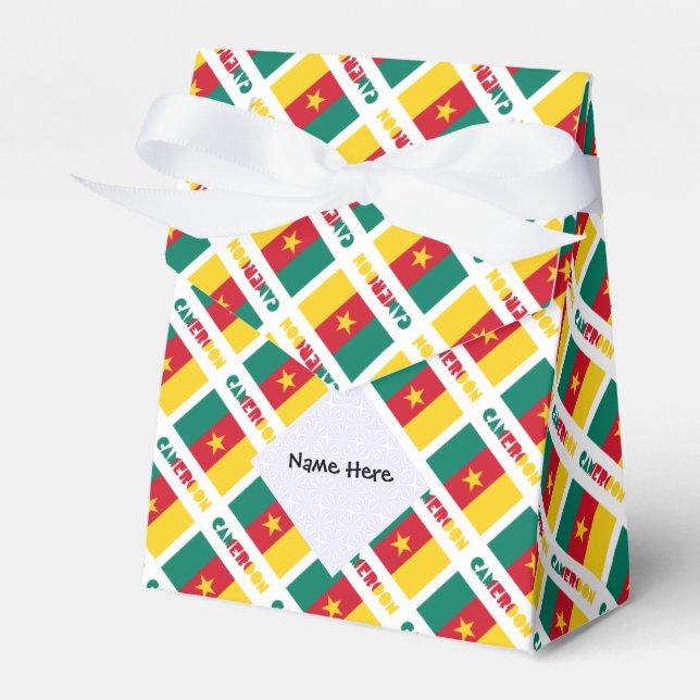 Cameroon Cameroonian Flag Tiled Personalised  Favour Box (Front Side)