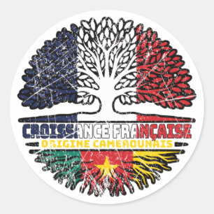 Cameroon Cameroonian French France Tree Roots Flag Classic Round Sticker