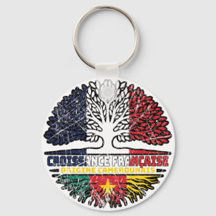 Cameroon Cameroonian French France Tree Roots Flag Key Ring