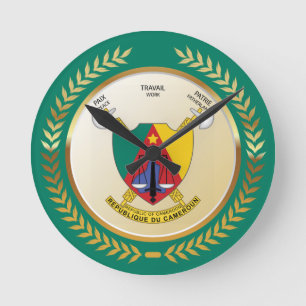 Cameroon Coat of Arms Round Clock