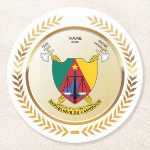 Cameroon Coat of Arms Round Paper Coaster