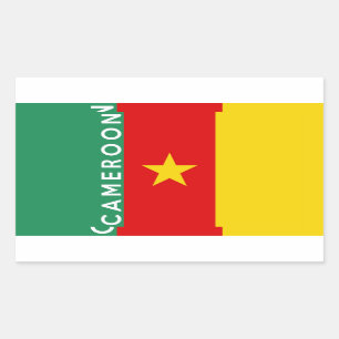 cameroon country flag symbol name text rectangular sticker