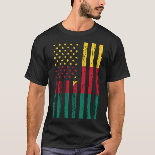 Cameroon Flag America US It is in my DNA  Cameroon T-Shirt (Front)