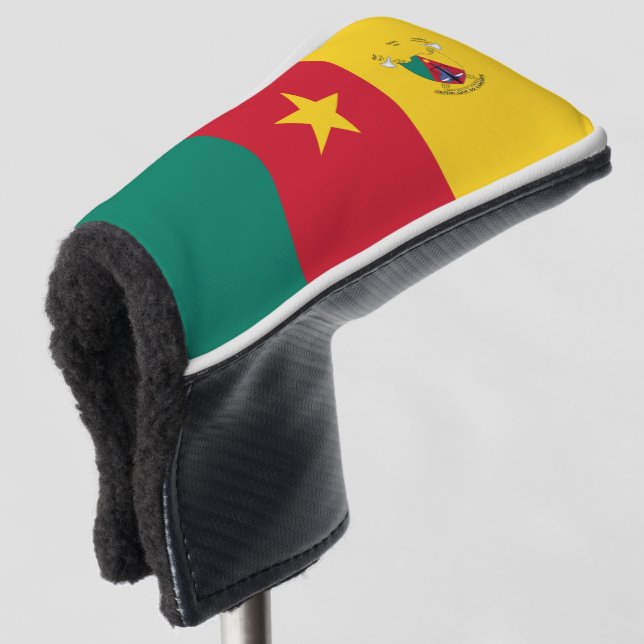 Cameroon flag-coat arms golf head cover (3/4 Front)