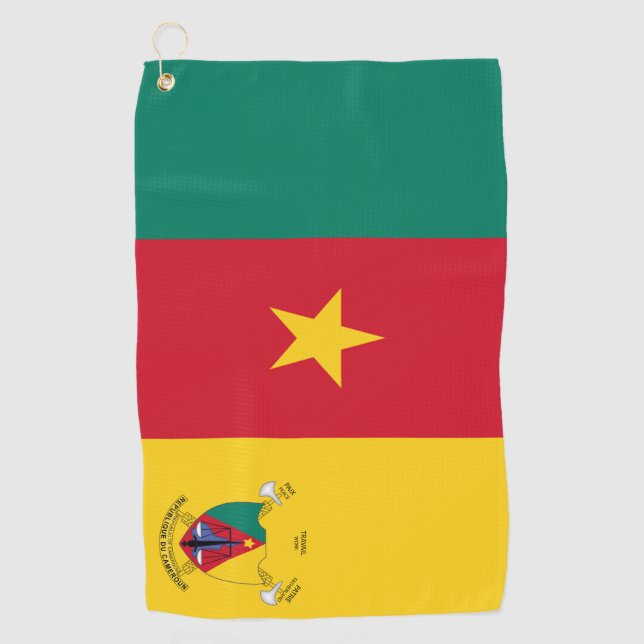 Cameroon flag-coat arms  golf towel (Front)