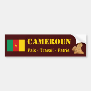 Cameroon Flag + Map Bumper Sticker