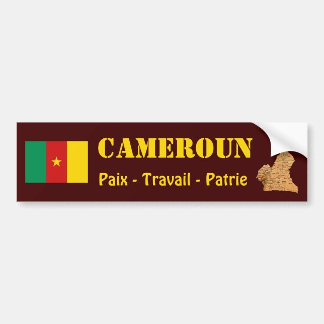 Cameroon Flag + Map Bumper Sticker (Front)