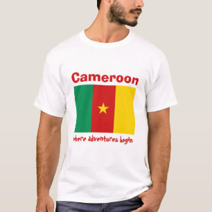 Cameroon Flag + Map + Text T-Shirt
