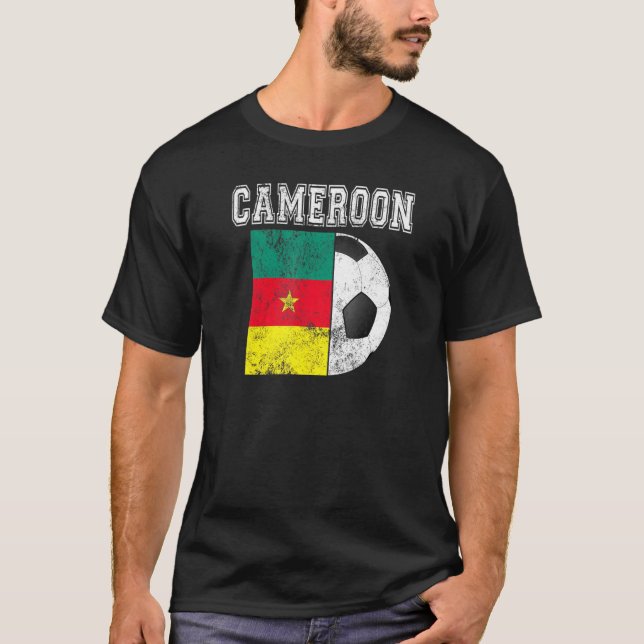 Cameroon Flag  Soccer Futbol Football T-Shirt (Front)