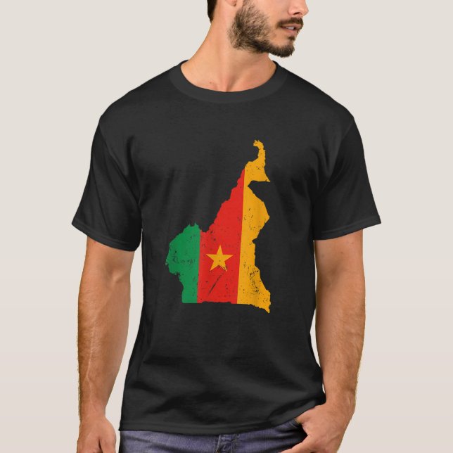 Cameroon Flag with Map Souvenir Tee (Front)