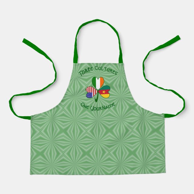 Cameroon Ireland USA Shamrock Flag Personalise Kid Apron (Front)