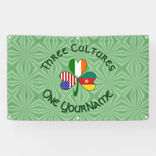 Cameroon Ireland USA Shamrock Flag Personalised Banner