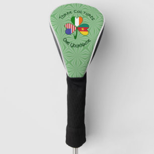 Cameroon Ireland USA Shamrock Flag Personalised Golf Head Cover