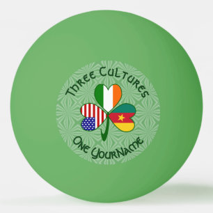 Cameroon Ireland USA Shamrock Flag Personalised Ping Pong Ball