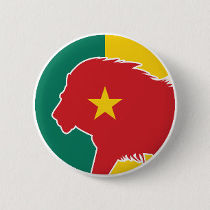 Cameroon Lion Cameroonian National Animal Flag 6 Cm Round Badge