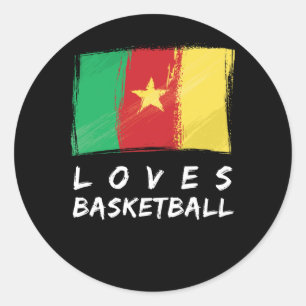 Cameroon Loves Basketball Classic Round Sticker