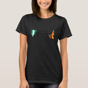 Cameroon Nigeria Flag Cameroonian Nigerian Heartbe T-Shirt