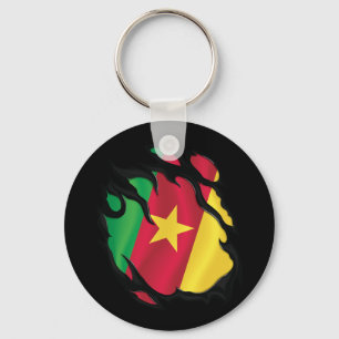 Cameroon Ripped Flag Key Ring