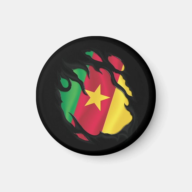 Cameroon Ripped Flag Magnet (Front)