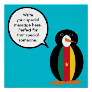 Cameroon Talking Ms Penguin Personalised Poster